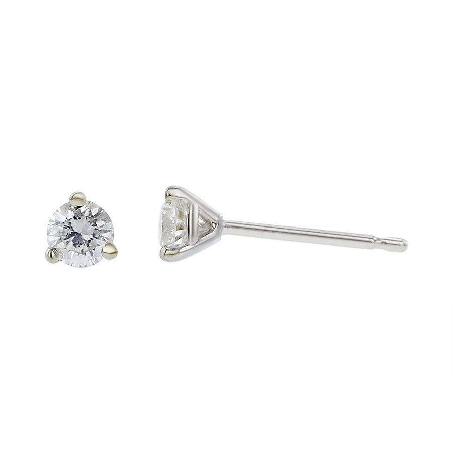 14K White Gold Brilliant Diamond Stud Earrings