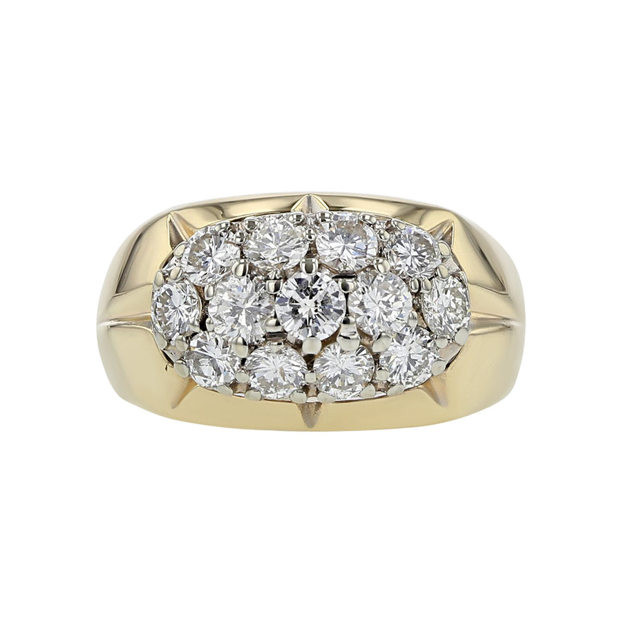 14K Yellow Gold Diamond Cluster Halo Ring