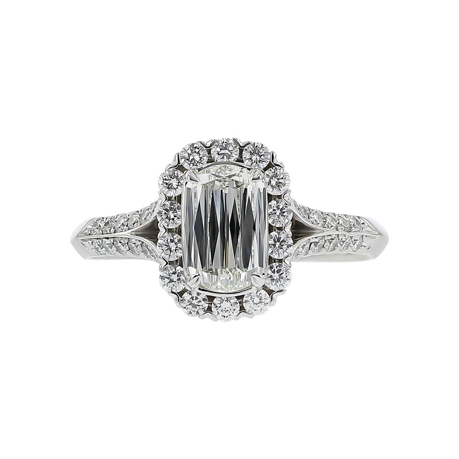 L'Amour Crisscut Diamond Halo Engagement Ring