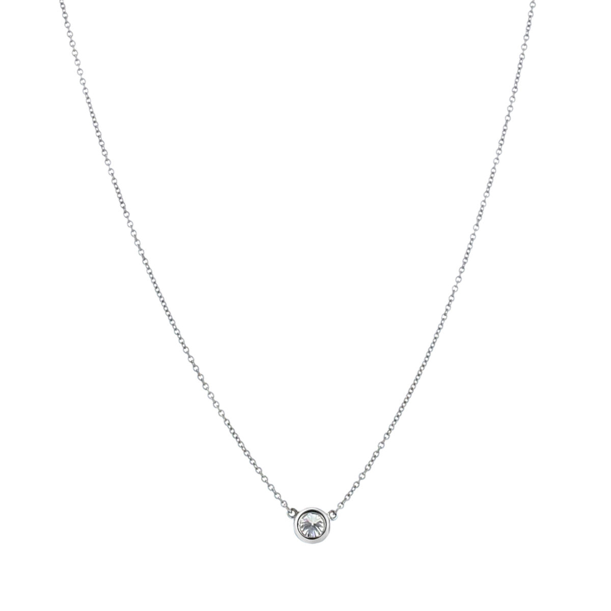 Tiffany Platinum Bezel-set Diamond Solitaire Pendant Necklace