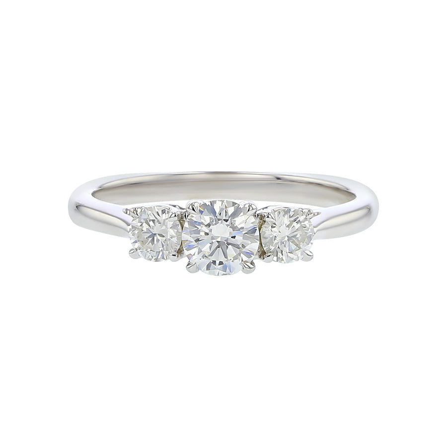 Fire and Ice Round Brilliant Diamond 3-Stone Engagement Ring