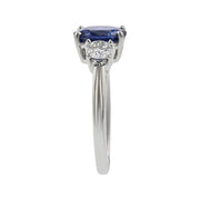 Platinum Blue Sapphire and Diamond 3-Stone Ring
