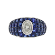 Platinum Diamond and French-cut Sapphire Ring
