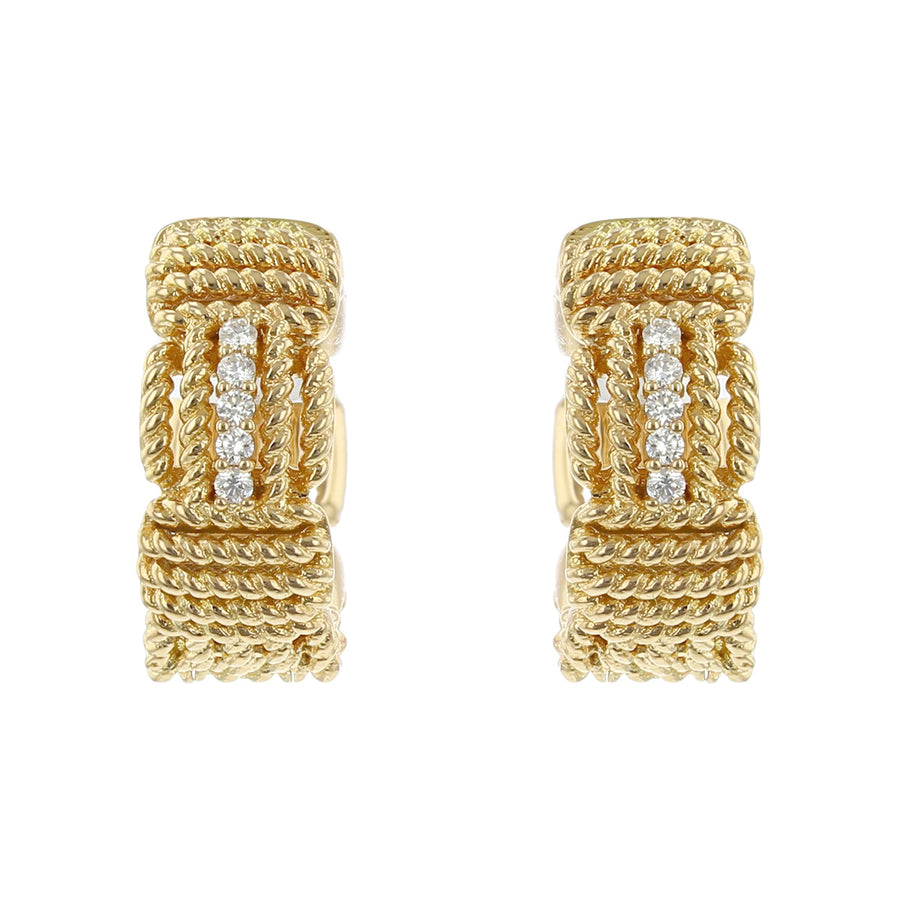 Roberto Coin 18K Gold Diamond Opera Hoop Earrings