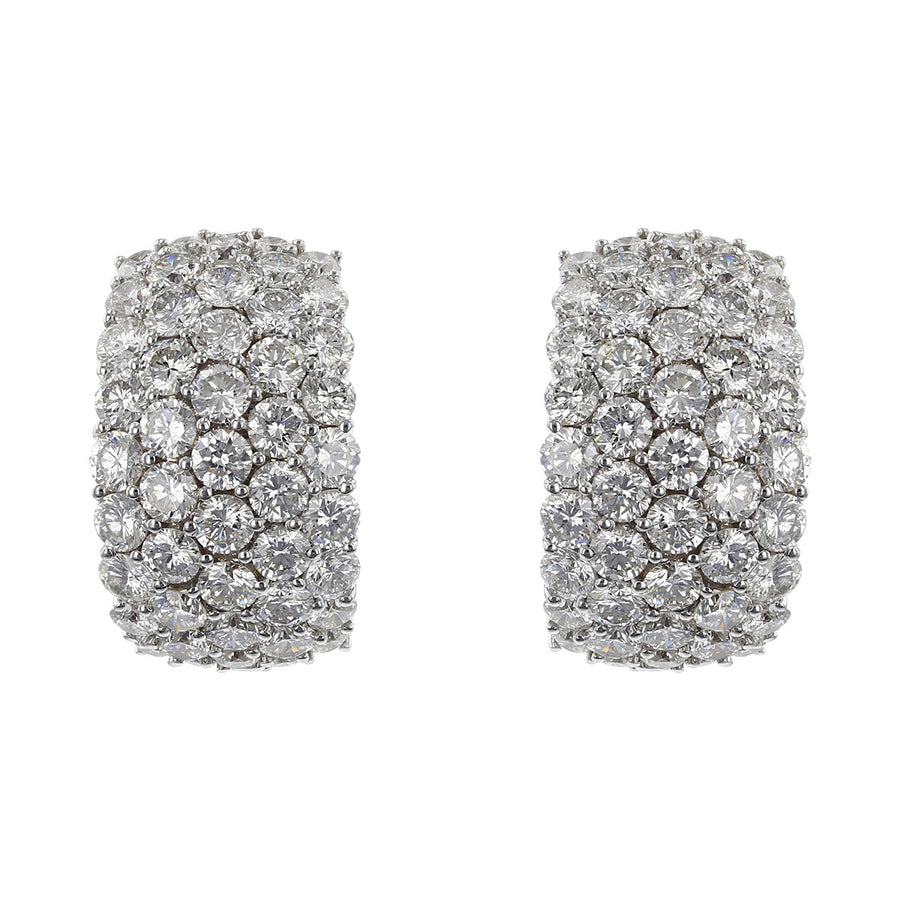 18K White Gold 5 Row Diamond Cluster Earrings