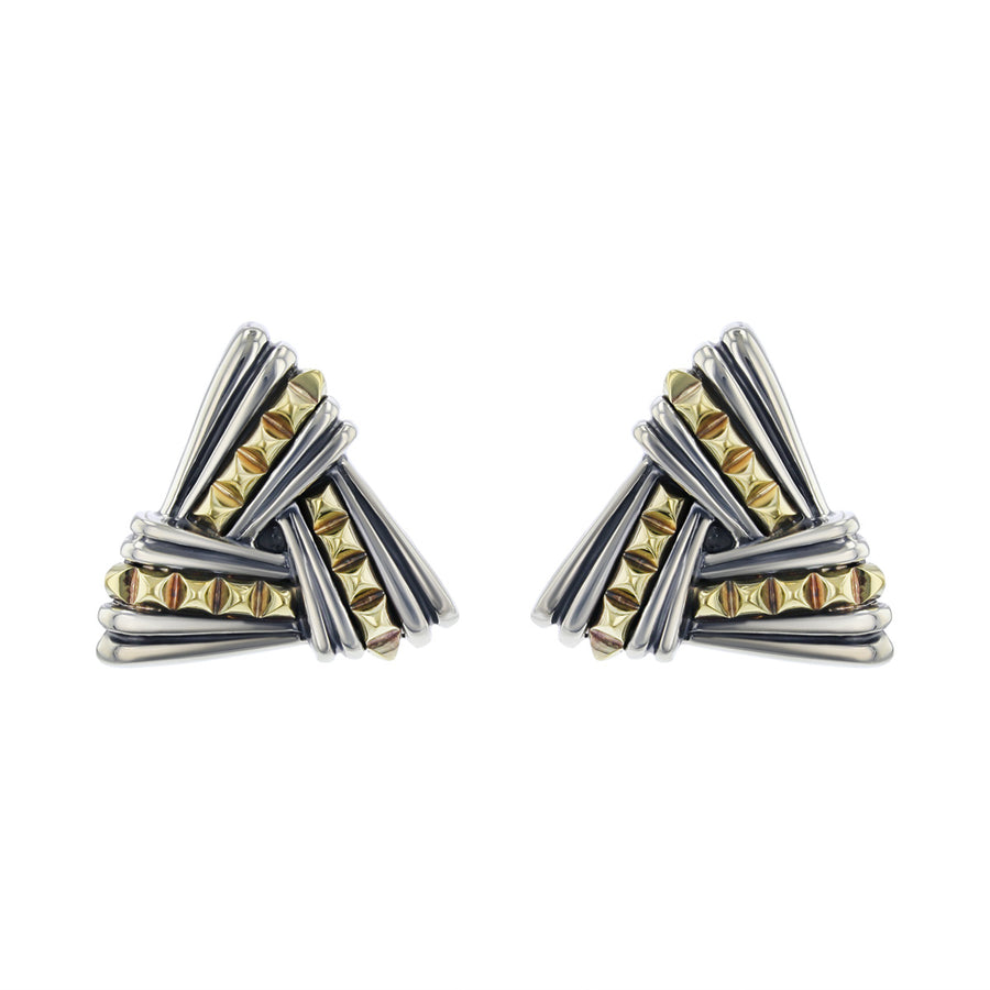 Lagos Caviar Sterling and 18K Gold Earrings