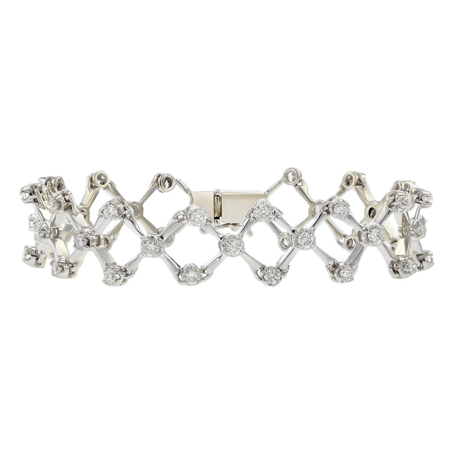 2.46-carat Diamond 14K Gold Cross Link Bracelet