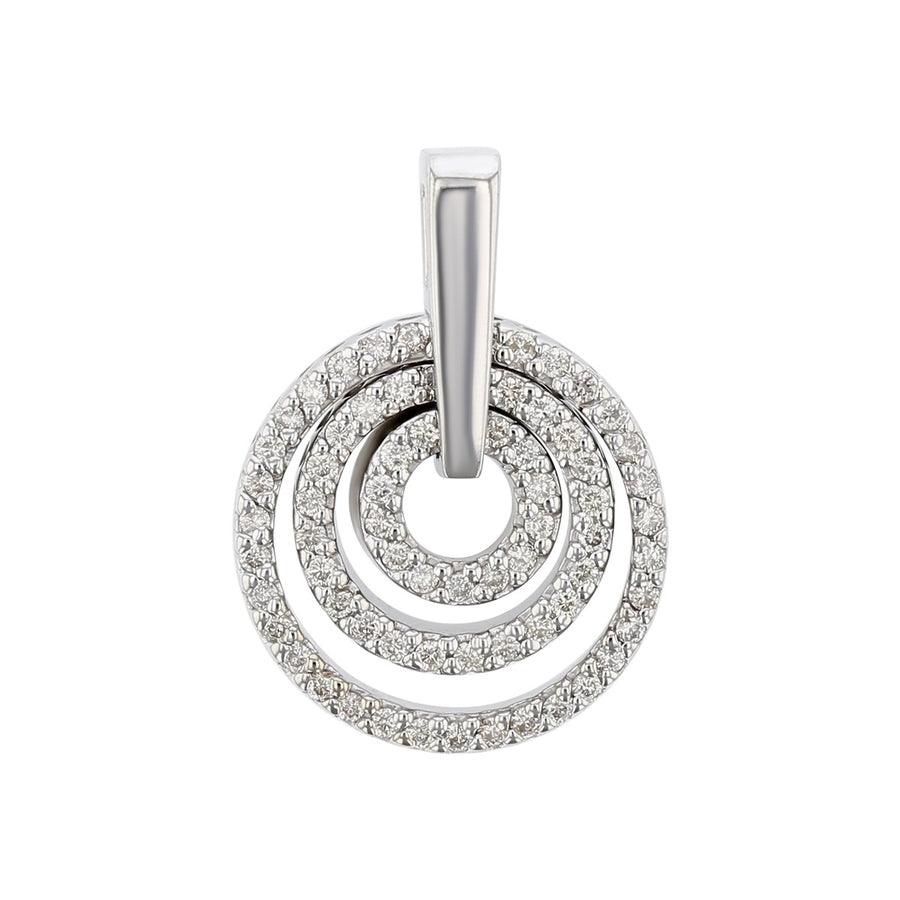 14K White Gold 3 Circle Diamond Pendant