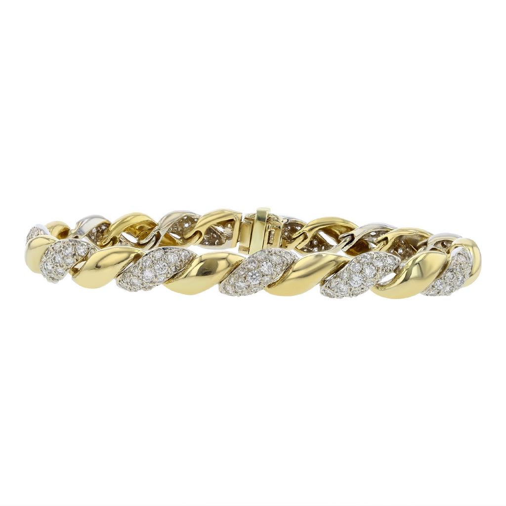 14K Yellow and White Gold Diamond Link Bracelet | Sylvan\'s Jewelers