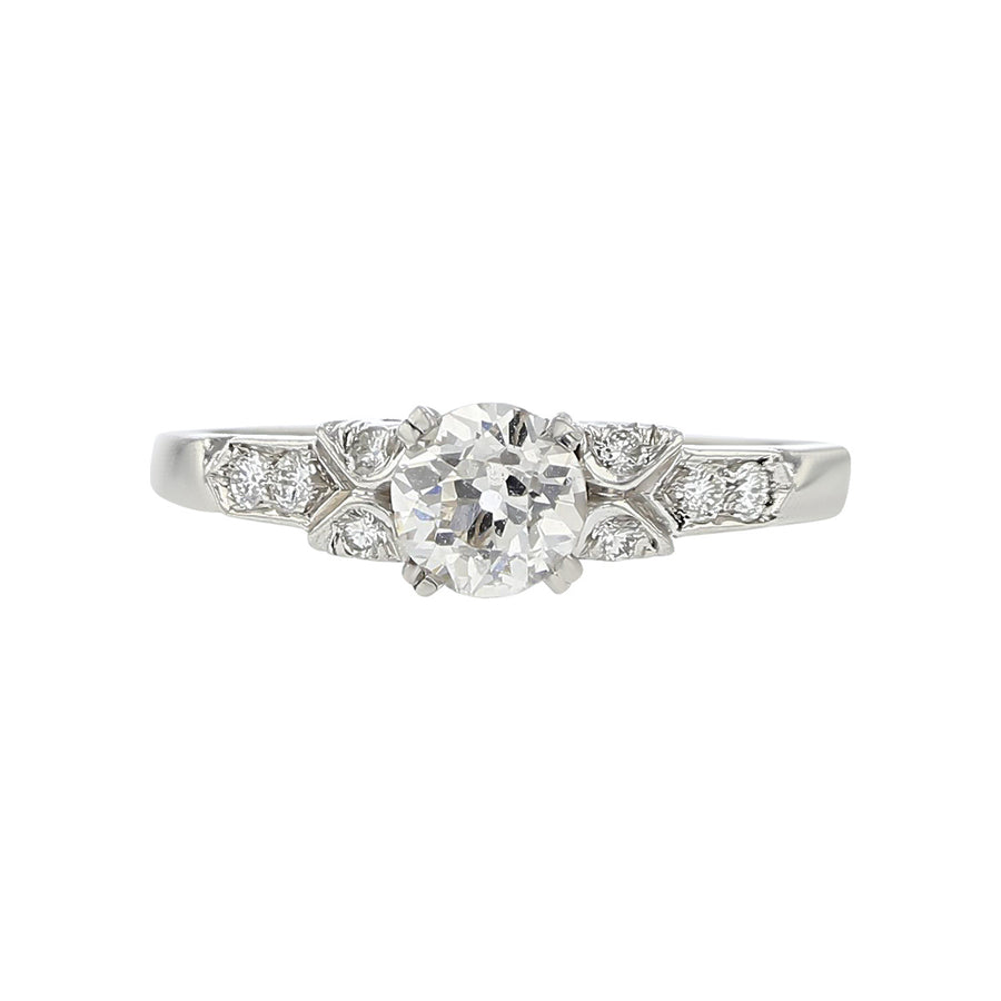 Retro Platinum European-cut Diamond Engagement Ring