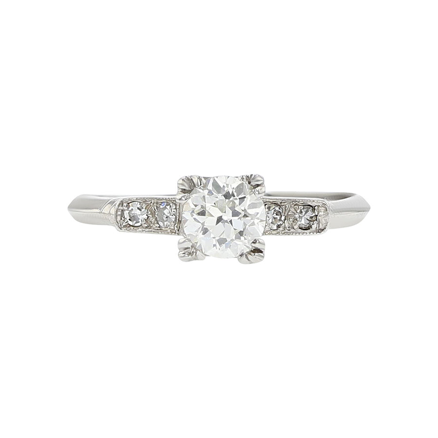 Retro Platinum European-cut Diamond Engagement Ring