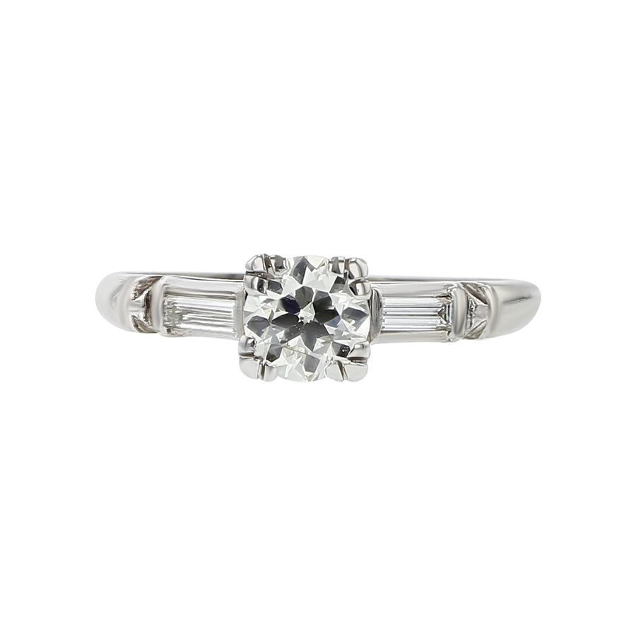 Retro Platinum European-cut Diamond 3-Stone Ring