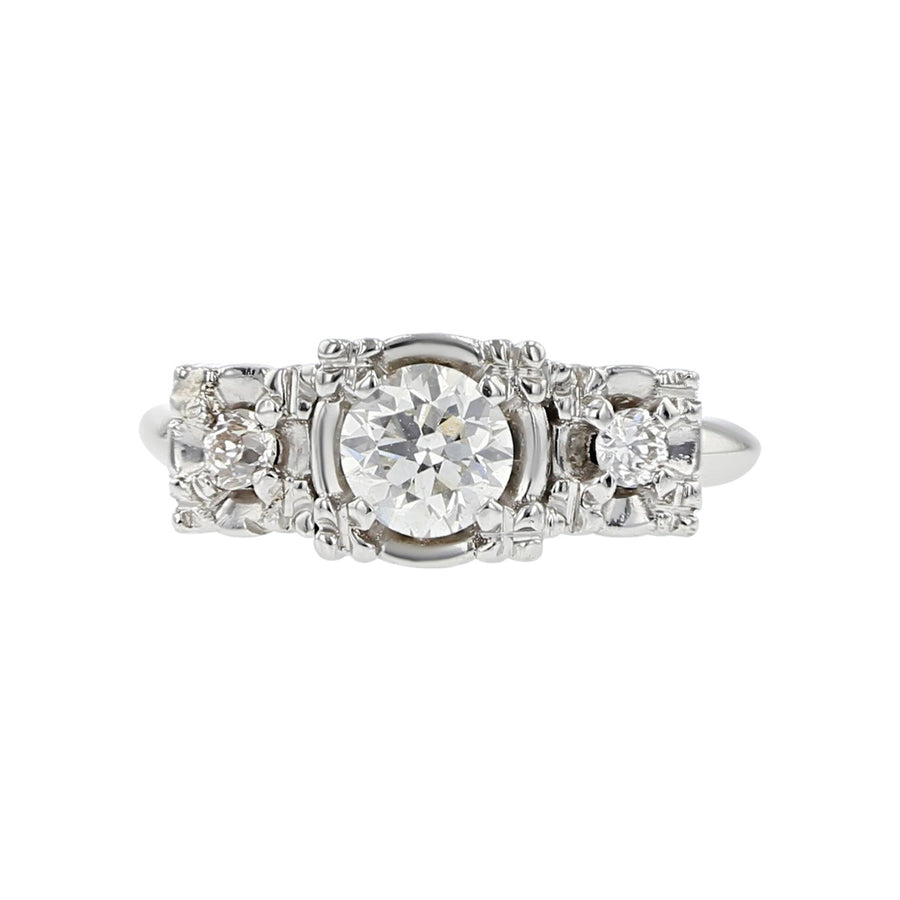 Mid-Century European-cut Diamond 3-Stone Ring
