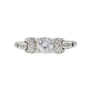Art Deco Platinum Brilliant Diamond 3-Stone Ring