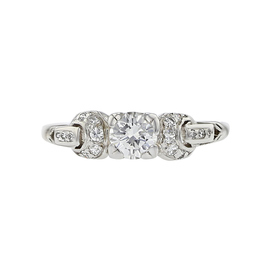 Art Deco Platinum Brilliant Diamond 3-Stone Ring