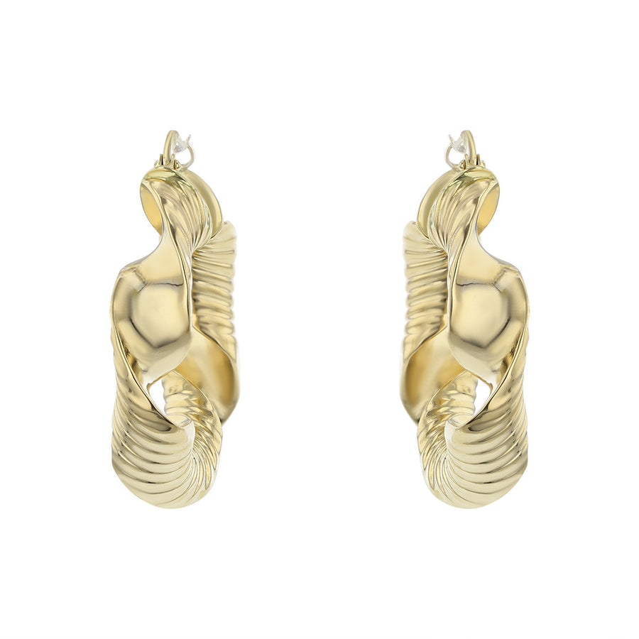 14K Yellow Gold Twist Hoop Earrings