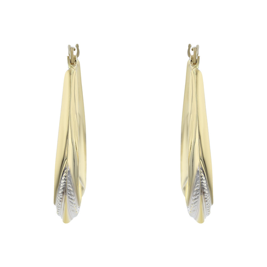 14K Yellow and White Gold Hoop Earrings
