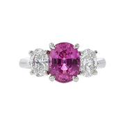 Platinum Pink Sapphire and Diamond 3-Stone Ring