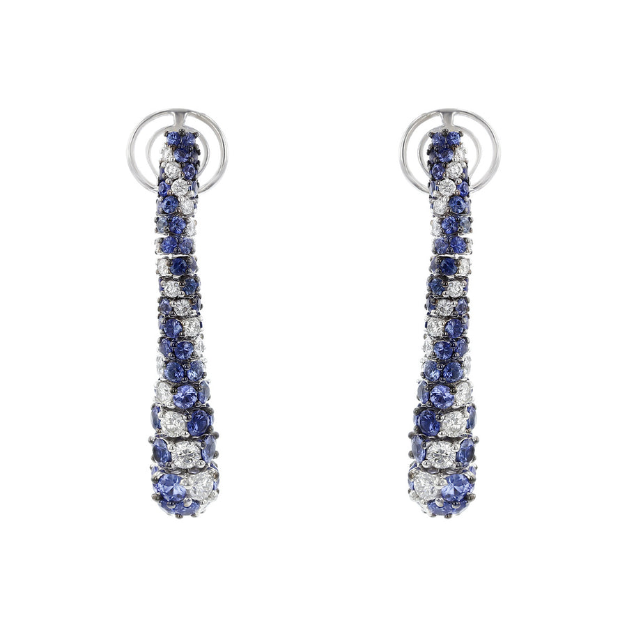 18K White Gold Sapphire and Diamond Drop Earrings