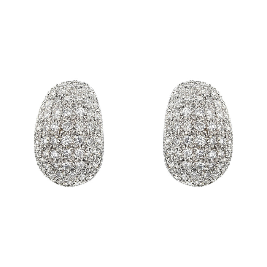 18K White Gold Diamond Cluster Earrings