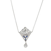 Art Deco 18K Gold Diamond and Sapphire Necklace