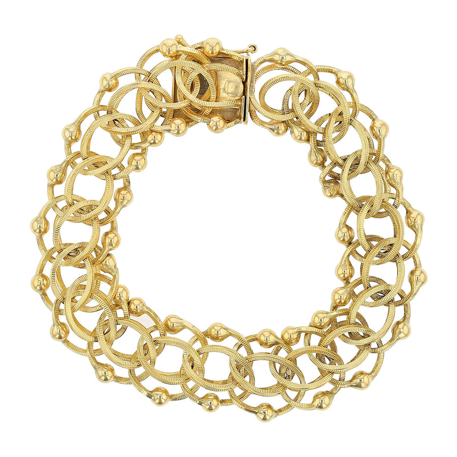 8-Inch 14K Yellow Gold Wide Fancy Link Bracelet