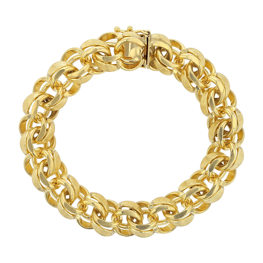 Brushed and Polished Wide Double Link Bracelet