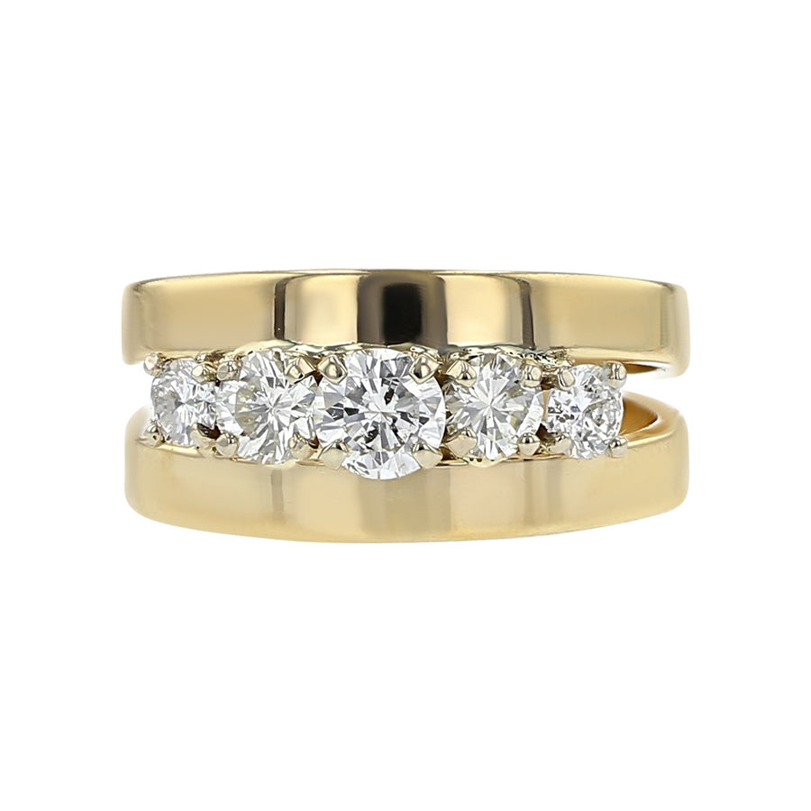 1.00-Carat Graduated Diamond 14K Yellow Gold Band