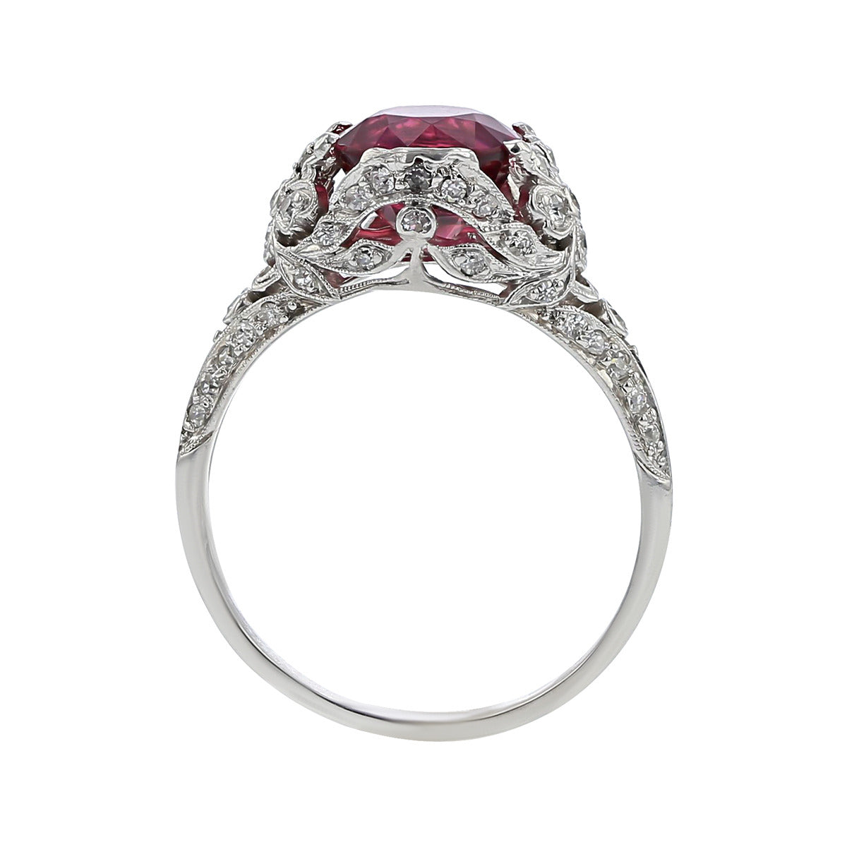 Pink tourmaline engagement ring with diamonds / Silvestra