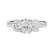 Platinum Oval Diamond 3-Stone Engagement Ring