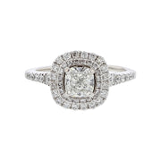 14K White Gold Cushion-cut Diamond Double Halo Engagement Ring