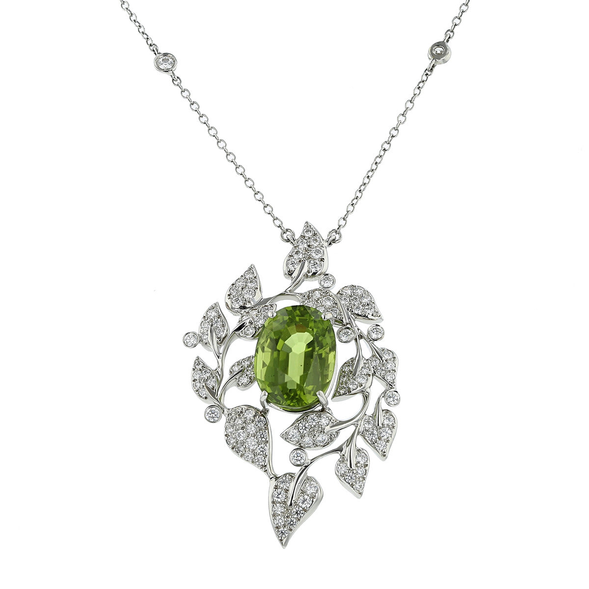 Peridot & Diamond Cocktail Pendant - Phillip Stoner The Jeweller