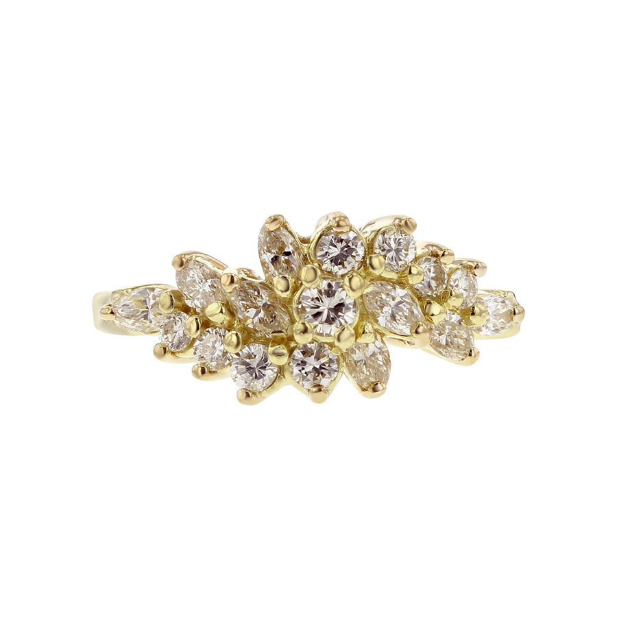 18K Yellow Gold Diamond Waterfall Ring