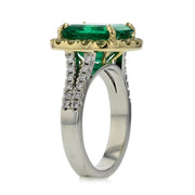 Colombian Emerald, Yellow and White Diamond Ring