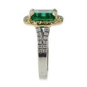 Colombian Emerald, Yellow and White Diamond Ring