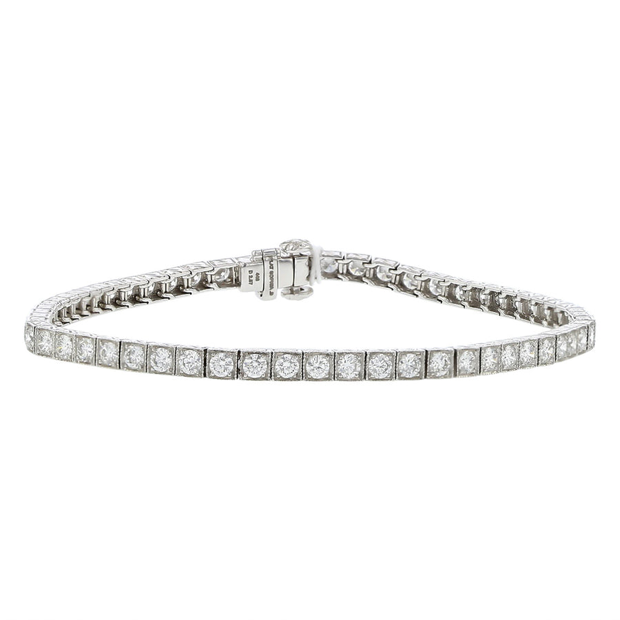 Platinum 2.57-Carat Diamond Box Tennis Bracelet
