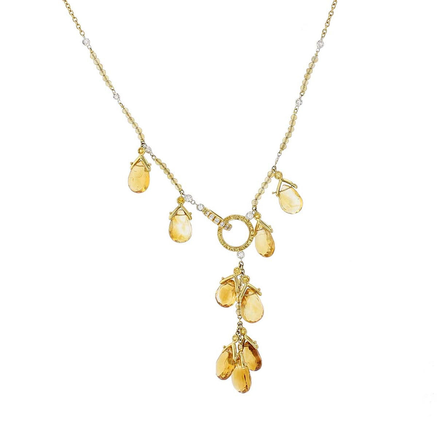 Briolette Citrine, Yellow Sapphire and Diamond Necklace
