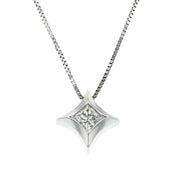 14K White Gold Brilliant Diamond Solitaire Pendant