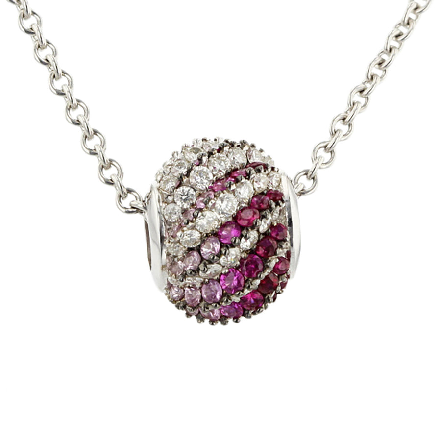 Pink Sapphire, Ruby and Diamond Ball Pendant
