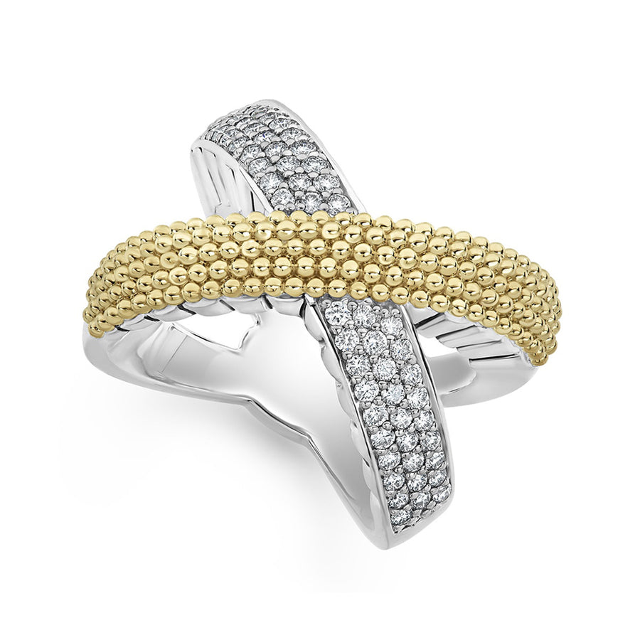 X Gold Caviar Diamond Ring