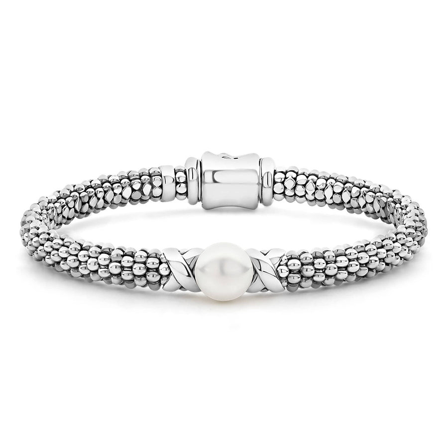 Silver X Pearl Caviar Bracelet