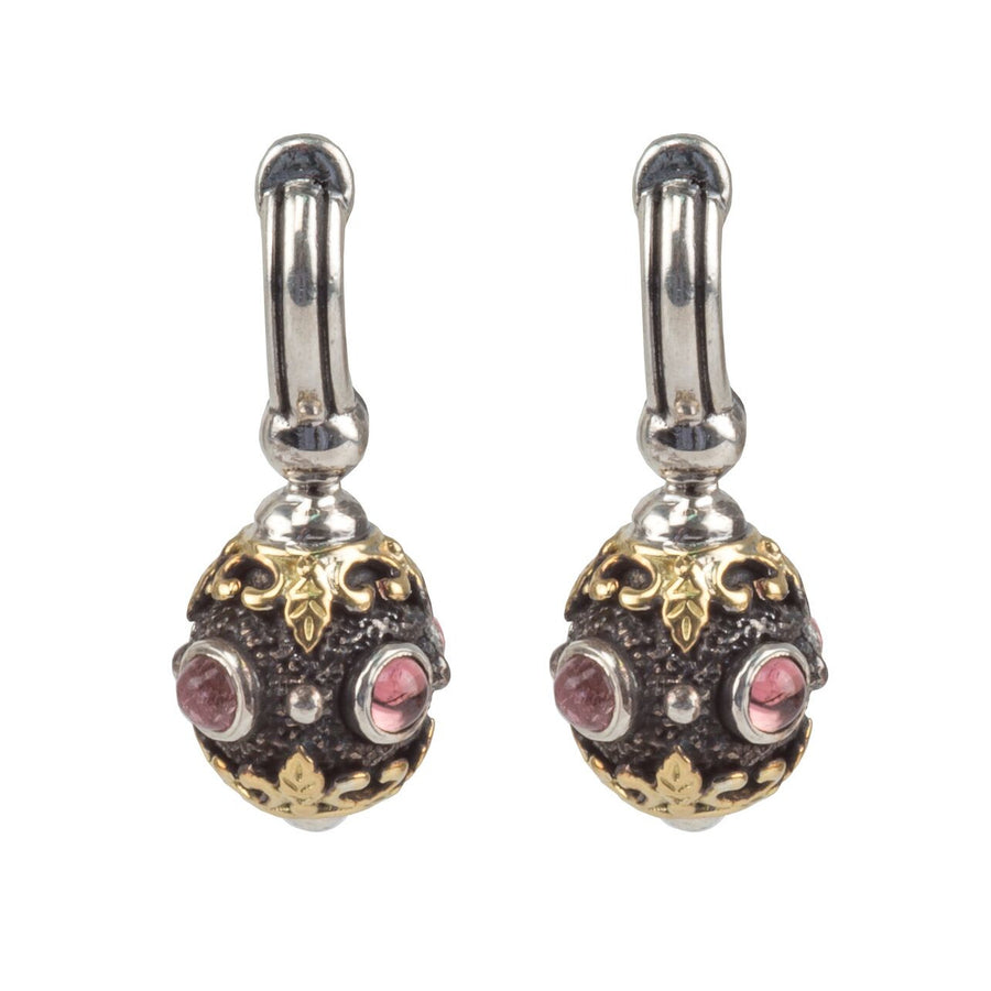 Sterling Silver and 18K Gold Pink Tourmaline Earrings