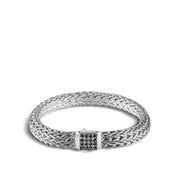 Classic Chain Silver Medium Reversible Bracelet with Treated Black Sapphire and Garnet