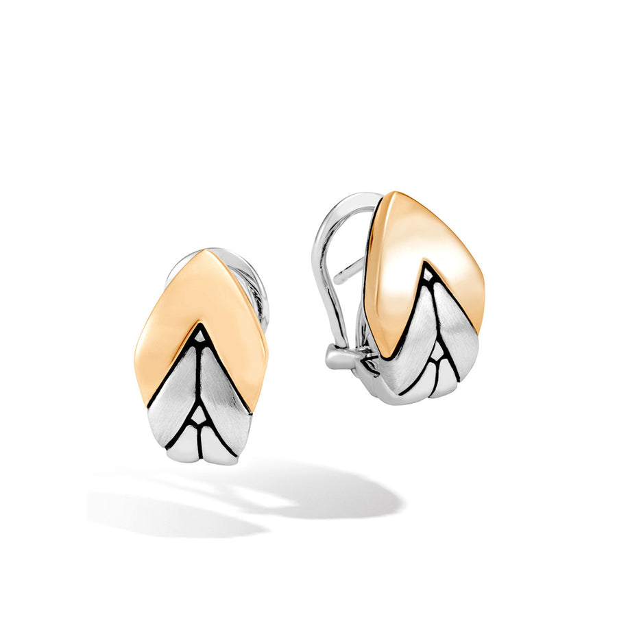 Modern Chain 18K Gold and Silver Buddha Belly Earrings