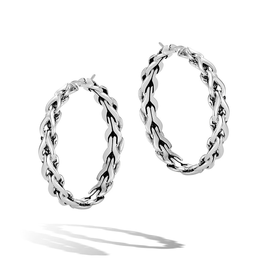 Asli Classic Chain Link Silver Medium Hoop Earrings